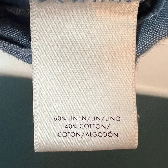 ANN TAYLOR Womens Linen Blend Tie Front Button Down Chambray Top Size XS - Picture 5 of 6